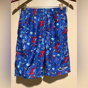 NIKE Swim Trunks Boys Youth XL Sea Friends Lap Volley Shorts Blue Lined